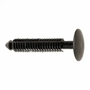 GRAINGER 5ZMC6 Push-In Rivet, Domed Rivet Head, Ribbed Shank, Plastic, Black, 7.5 mm Rivet Dia, Metric | CQ3YDY