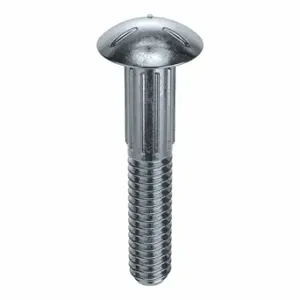 GRAINGER 5ZMR3 Carriage Bolt, Ribbed, Grade 5, Zinc Plated, 1/4 Inch-20 Thread Size, 1 1/2 Inch Length | CP8VBE