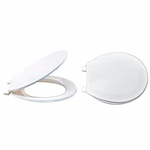 GRAINGER 65901 Toilet Seat, White, Plastic, Self-Sustaining Check Hinge, 1 Inch Seat Height | CJ3QPK 447N07