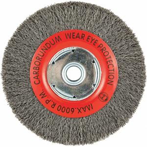 GRAINGER 66252838530 Wire Wheel Brush, 6 Inch Brush Dia, 5/8 Inch Arbor Hole, 0.014 Inch Wire Dia | CQ7YZN 443M45