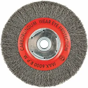 GRAINGER 66252838530 Wire Wheel Brush, 6 Inch Brush Dia., 5/8 Inch Arbor Hole, 0.014 Inch Wire Dia. | CN2TCK 66252838683 / 443M97