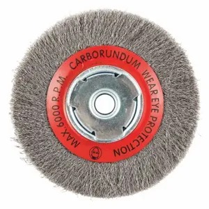 GRAINGER 66252838535 Wire Wheel Brush, 6 Inch Brush Dia, 5/8 Inch Arbor Hole, 0.009 Inch Wire Dia | CQ7YZE 443M68