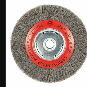 GRAINGER 66252838540 Wire Wheel Brush, 6 Inch Brush Dia, 5/8 Inch Arbor Hole, 0.008 Inch Wire Dia | CQ7YZC 443N21