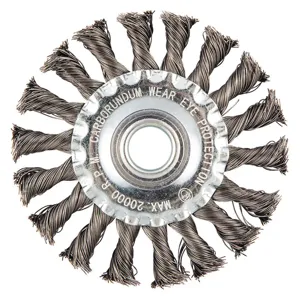 GRAINGER 66252838548 4 Inch Twisted Wire Wheel Brush, Arbor Hole Mounting, 0.014 Inch Wire Dia. | CD2NFQ 443N06