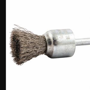 GRAINGER 66252838588 End Brush, 1 Inch Brush Dia, 1/4 Inch Abrasive Shank Size, 0.008 Inch Wire Dia | CP9EHM 443M76