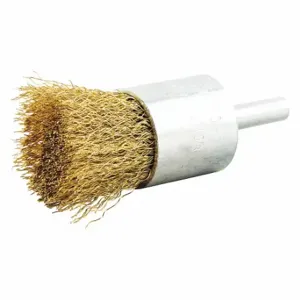 GRAINGER 66252838632 End Brush, 1 Inch Brush Dia, 1/4 Inch Abrasive Shank Size, 0.008 Inch Wire Dia, Brass | CP9EHP 443N95