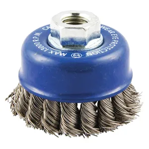 GRAINGER 66252838696 Knotted Wire Cup Brush, Arbor Hole Mounting, 0.020 Inch Wire Dia. | CD3TUC 443N84