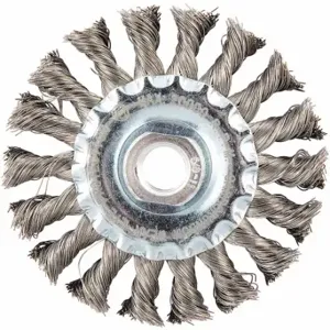 GRAINGER 66252838705 Wire Wheel Brush, 4 Inch Brush Dia, 5/8 Inch Size-11 Arbor Hole, 0.014 Inch Wire Dia | CQ7YYY 443M25