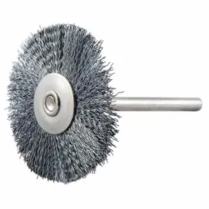 GRAINGER 66252838717 Wire Wheel Brush, 1 1/4 Inch Brush Dia, No Arbor Arbor Hole, 0.005 Inch Wire Dia | CQ7YYE 443P28