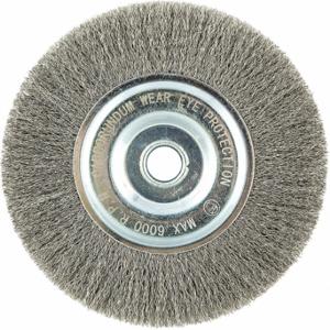 GRAINGER 66252838764 Wire Wheel Brush, 6 Inch Brush Dia, 5/8 Inch Arbor Hole, 0.009 Inch Wire Dia | CQ7YZF 443M93