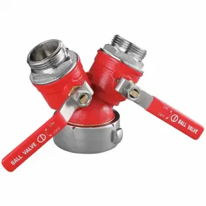 GRAINGER 6AKE2 Fire Hose Ball Valve, NH x NH, Brass, Wye Valve Body, Female x Male, Female NH | CP9KUL