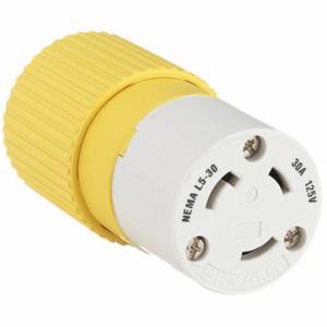 GRAINGER 70530NCCR Locking Connector, L5-30R, 30 A, 125V AC, 2 Poles, White/Yellow, Screw Terminals | CQ2FXJ 49YW95