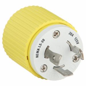 GRAINGER 70530NPCR Locking Plug, L5-30P, 125V AC, 30 A, 2 Poles, White/Yellow, Screw Terminals | CQ2FYH 49YX24