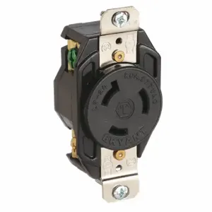 GRAINGER 70720FR Locking Receptacle, L7-20R, 20 A, 277V AC, Black, 2 Poles, Screw Terminals | CQ2FZD 49YX56