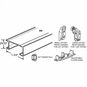 GRAINGER 7048HU Track Set, Sliding, Aluminum, Unfinished, 36 Inch Length In, 1 3/4 Inch Width In | CP9YNA 451J48