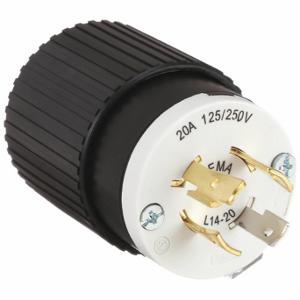 GRAINGER 71420NP Locking Plug, L14-20P, 125/250V AC, 20 A, 3 Poles, Black/White, Screw Terminals | CQ2FXY 49YX30