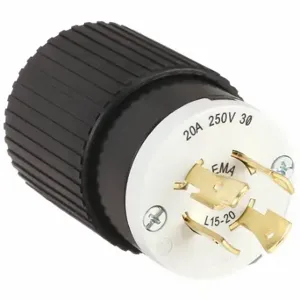 GRAINGER 71520NP Locking Plug, L15-20P, 250V AC, 20 A, 3 Poles, Black/White, Screw Terminals | CQ2FYA 49YX32