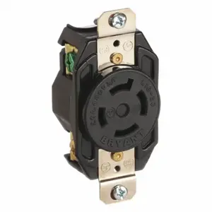 GRAINGER 71620FR Locking Receptacle, L16-20R, 20 A, 480V AC, Black, 3 Poles | CQ2FYV 49YX62