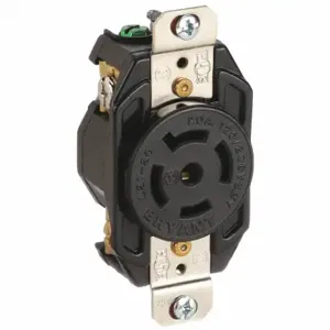 GRAINGER 72120FR Locking Receptacle, L21-20R, 20 A, 120/208V AC, Black, 4 Poles, Screw Terminals | CQ2FYX 49YX64