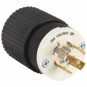 GRAINGER 72120NP Locking Plug, L21-20P, 120/208V AC, 20 A, 4 Poles, Black/White, Screw Terminals, L21-20 | CQ2FYT 49YX36