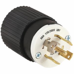 GRAINGER 72130NP Locking Plug, L21-30P, 120/208V AC, 30 A, 4 Poles, Black/White, Screw Terminals, L21-30 | CQ2FYD 49YX37