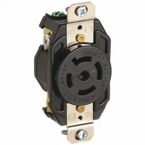 GRAINGER 72320FR Locking Receptacle, L23-20R, 20 A, 347/600V AC, Black, 4 Poles, Screw Terminals | CQ2FYZ 49YX66