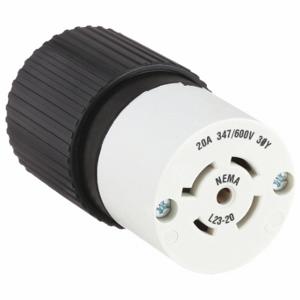 GRAINGER 72320NC Locking Connector, L23-20R, 20 A, 347/600V AC, 4 Poles, Black/White, Screw Terminals | CQ2FXF 49YX10