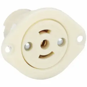 GRAINGER 7596ER Midget Locking Flanged Receptacle, ML2-15R, 15 A, 125V AC, White, 2 Poles | CQ2FZG 49YX77