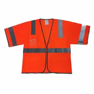 GRAINGER 786F18 High Visibility Vest, ANSI Class 3, U, M, Orange/Red, Mesh Polyester, Zipper | CQ2EQU