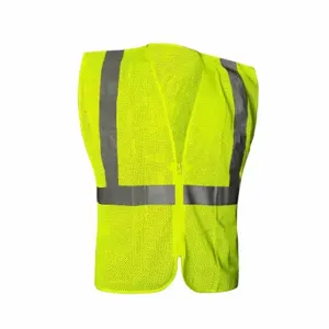 GRAINGER 786F41 High Visibility Vest, ANSI Class 2, U, 5XL, Yellow/Green, Mesh Polyester, Zipper | CQ2ENC