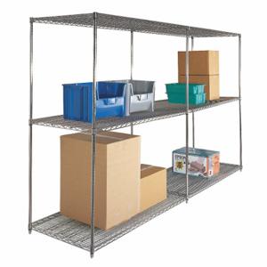 GRAINGER 7Y940 Wire Shelving Unit, Starter, 48 Inch x 30 Inch, 74 Inch OverallHeight, 3 Shelves, Dry | CQ7DMT