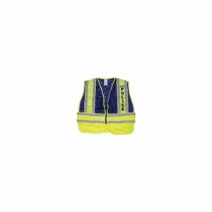 GRAINGER 8051BZ-2X-4X Pro Police Safety Vest, Safety Vest Ansi Class Class 2, Blue/Green, Polyester | CQ3YCF 8FCU9
