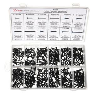 GRAINGER 8123 Black Sheet Metal Screw Assortment, 1/2 to 1 1/2 Inch Length, Metal, #6 to #10 Size, 420 Pieces | CG9VYT 12T294
