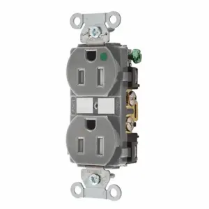 GRAINGER 8200HBGRYTR Receptacle, Duplex, 5-15R, 15 A, 125V AC, Gray, 2 Poles, Screw Terminals | CQ2EWT 52HC76