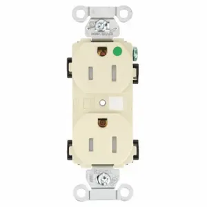 GRAINGER 8200HBITR Receptacle, Duplex, 5-15R, 15 A, 125V AC, Ivory, 2 Poles, Screw Terminals | CQ2EWZ 52HC78