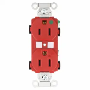 GRAINGER 8200HBRED Receptacle, Duplex, 5-15R, 15 A, 125V AC, Red, 2 Poles, Screw Terminals | CQ2EXE 52HC79