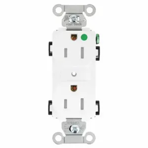 GRAINGER 8200HBWTR Receptacle, Duplex, 5-15R, 15 A, 125V AC, White, 2 Poles, Screw Terminals | CQ2EXM 52HC81