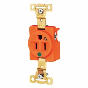 GRAINGER 8210IG Receptacle, Single, 5-15R, 15 A, 125V AC, Orange, 2 Poles, Screw Terminals | CQ2EZG 52HC82