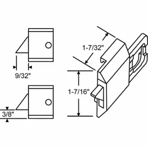 GRAINGER 83-600BA-1 Slide Latch, Tilt Window, Plastic, Unfinished, 27/64 Inch Length, 7/16 Inch Height | CQ7YNG 451J16