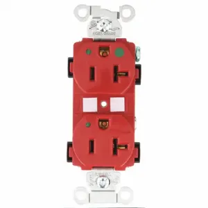 GRAINGER 8300HBREDL Receptacle, Duplex, 5-20R, 20 A, 125V AC, Red, 2 Poles, Screw Terminals | CQ2EYN 49YY82