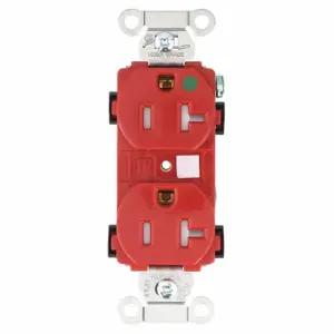 GRAINGER 8300HBREDTR Receptacle, Duplex, 5-20R, 20 A, 125V AC, Red, 2 Poles, Screw Terminals | CQ2EYR 52HC87