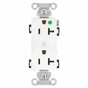 GRAINGER 8300HBW Receptacle, Duplex, 5-20R, 20 A, 125V AC, White, 2 Poles, Screw Terminals | CQ2EYX 49YY84