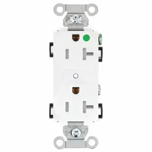 GRAINGER 8300HBWTR Receptacle, Duplex, 5-20R, 20 A, 125V AC, White, 2 Poles, Screw Terminals | CQ2EYW 52HC88