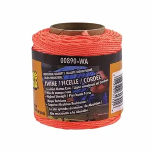 GRAINGER 89O-WA Twine, 1/16 Inch Size Rope Dia, Orange, 10 lb Working Load Limit, 100 lb Tensile Strength | CQ7RJY 35MP19