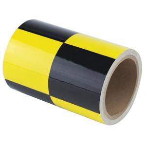 GRAINGER 8NEP4 Floor Marking Tape, Checkered, Black/Yellow, 6 Inch x 54 ft, 6 mil Tape Thick | CP9PQR 452D40