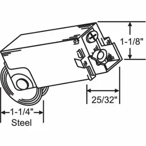 GRAINGER 9-214 Roller Assembly, Roller, Steel, Unfinished, 2 51/64 Inch Length, 23/32 Inch Width | CP9YML 451H57