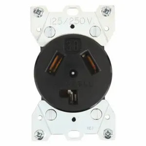 GRAINGER 9303 Receptacle, Single, 10-30R, 125/250V AC, 30 A, 3 Poles, Black, Screw Terminals | CQ2GBV 49YY64