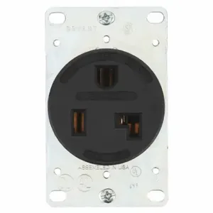 GRAINGER 9530FR Receptacle, Single, 5-30R, 30 A, 125V AC, Black, 2 Poles, Screw Terminals, Std Resist | CP8XXY 49YY94