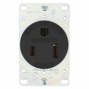 GRAINGER 9550FR Receptacle, Single, 5-50R, 50 A, 125V AC, Black, 2 Poles, Screw Terminals, Std Resist | CP8XXZ 49YY95