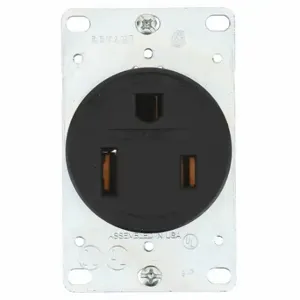 GRAINGER 9650FR Receptacle, Single, 6-50R, 250V AC, 50 A, 2 Poles, Black, Screw Terminals, Std Protection | CR3DJB 49YY97